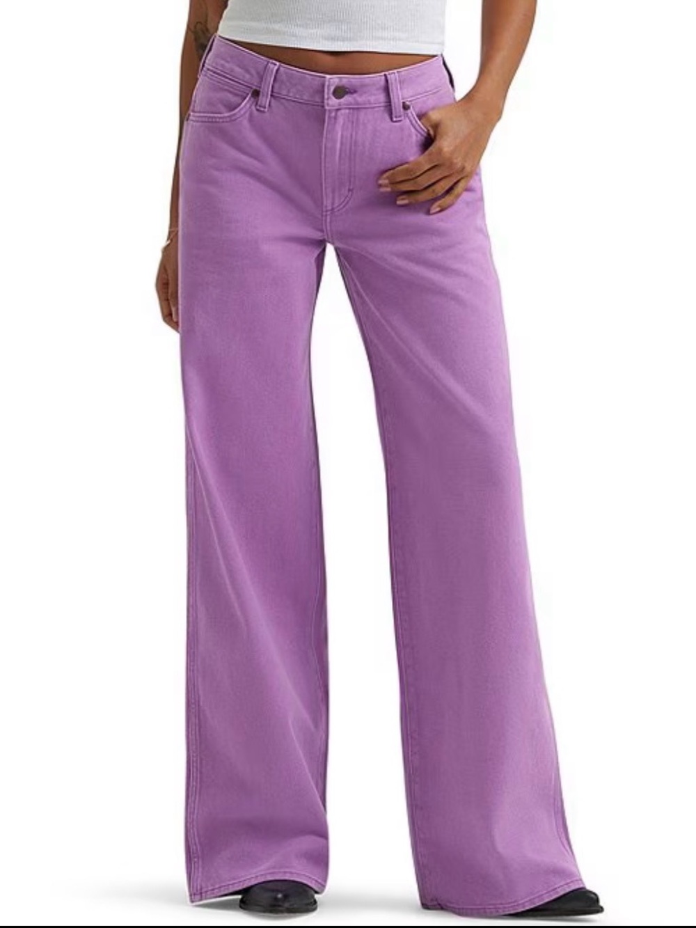 Wrangler Wide Leg Pants in Lavender Pink